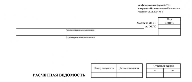 Ведомость - бланки, шаблоны, образцы, примеры заполнения