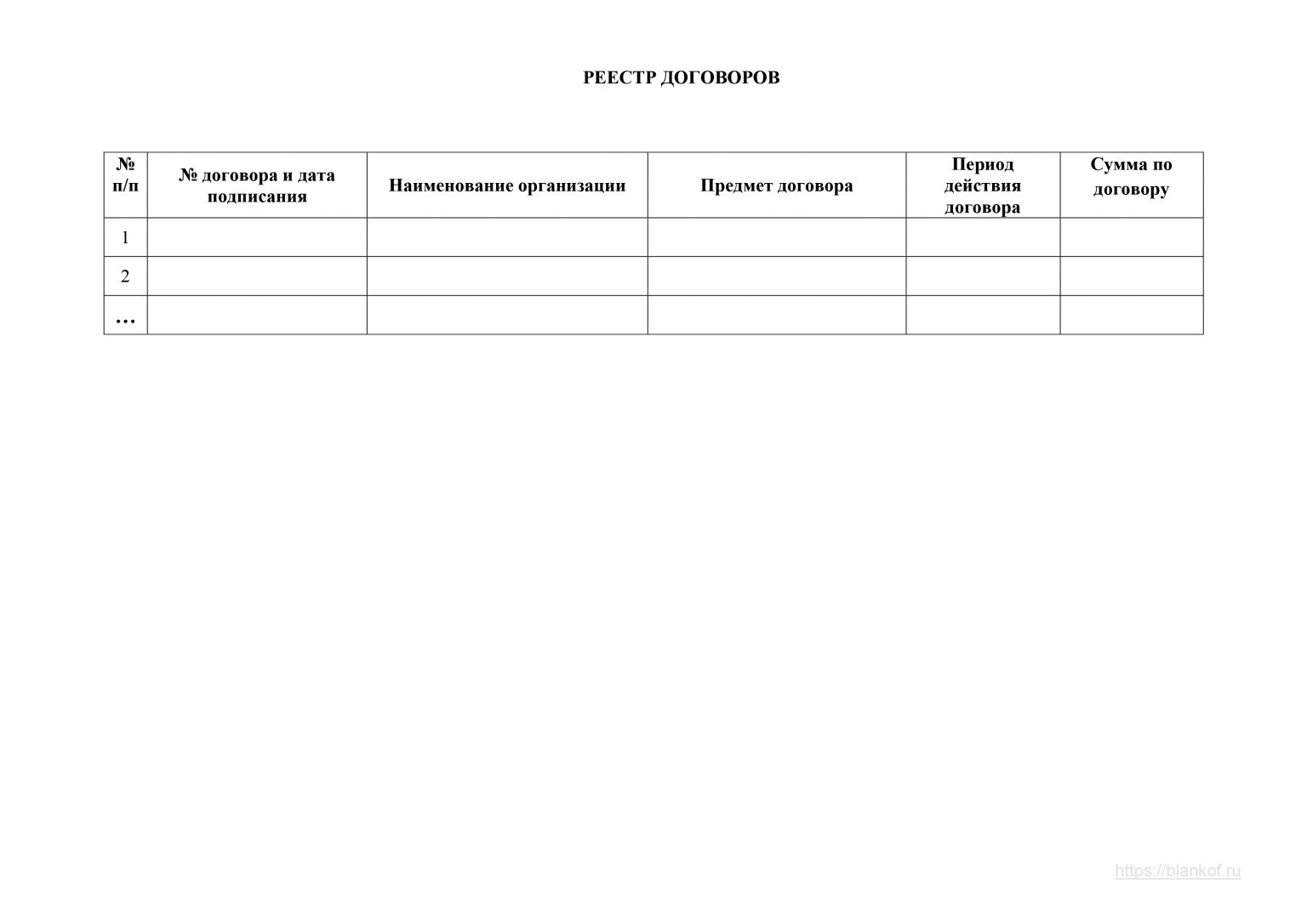 Рцои образец заполнения реестра