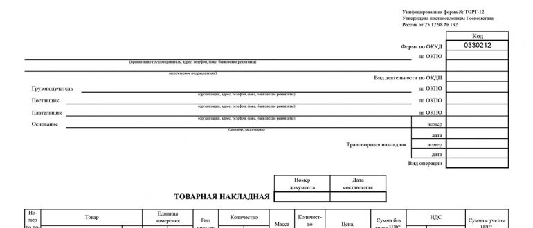 Накладная на отпуск товара образец заполненный