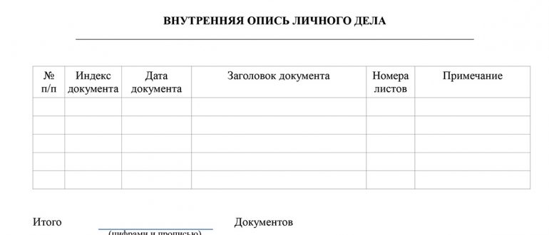 Опись документов для передачи другой организации образец